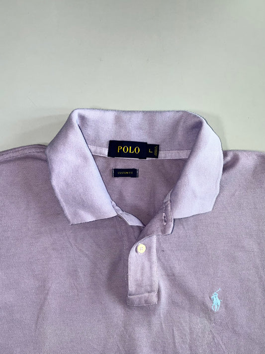 Polo Ralph Lauren Custom Fit Teal Pony Logo Lavender Lilac Pique Cotton Polo T-Shirt (L)