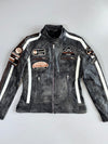 Vintage American Classic Distressed Leather Moto Racing Jacket (S)