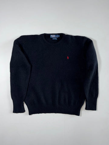 Vintage 90s Polo by Ralph Lauren Black Lambswool Crewneck Sweater (M)