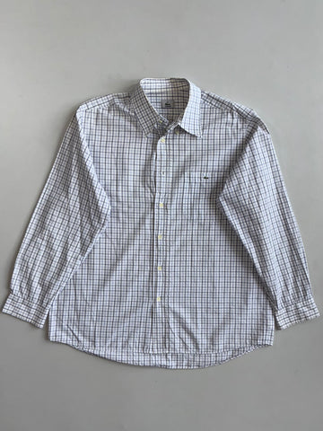 Lacoste White & Blue Windowpane Check Shirt (2Xl)