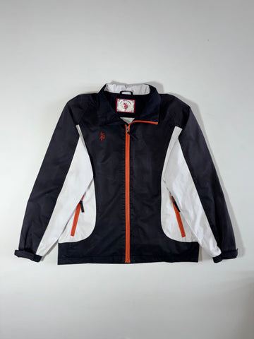 US Polo Assn Colorblock Windbreaker Jacket – Navy/White/Orange (M)