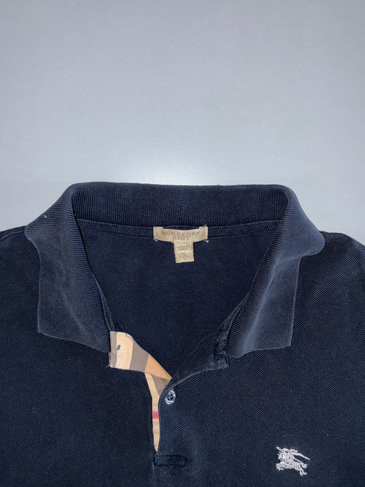 Burberry Black Polo | Nova Check Placket (XL)
