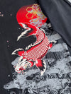 Japanese Koi Fish Sakura Red Sun Fully Embroidered Tshirt (2XL)