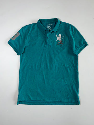 Giordano Rampant Lion Embroidered Polo – Teal (M)