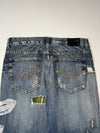 Big Train | Y2K Japanese Graphic Print Distressed Denim Jeans | (W:36) (L:38)