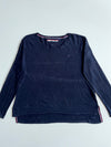 Tommy Hilfiger Navy Knit Sweater with Side Stripe Detail – (M)