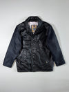 Dakota | Black Leather Car Coat – Nylon Sleeves Federal League Label | (XL)