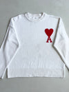 AMI Paris Ami de Coeur White Knit Sweater – Made in Portugal (2XL)