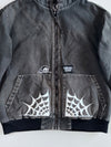 Lurking Class by Sketchy Tank | Spiderweb Print Zip-Up Hooded Work Jacket (M/L)