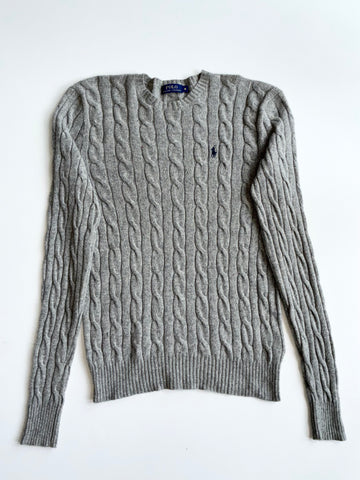 Polo Ralph Lauren Grey Cable Knit Crewneck Sweater (M)