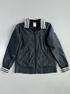 Adidas Sherpa Lined Grey Bomber Jacket 3-Stripe Knit Collar Full Zip(S)