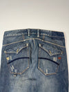 Y2K Japanese Style Distressed Sashiko Stitch Denim Jeans (W:36) (L:43)