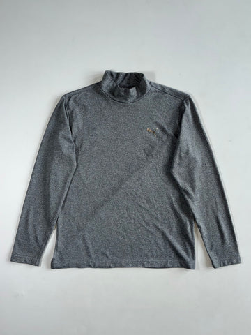 Puma Golf Grey Melange Mock Neck Long Sleeve Top – Gold Logo (L)