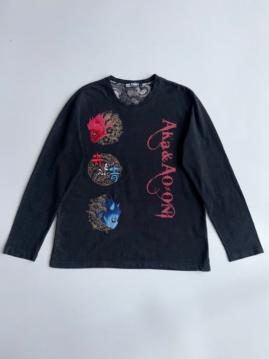 Big Train Osaka Embroidered Japanese Demon Long Sleeve Tee (XL)