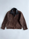 Cruze Brown Pure Leather Jacket (Black Leather Collar) (L)