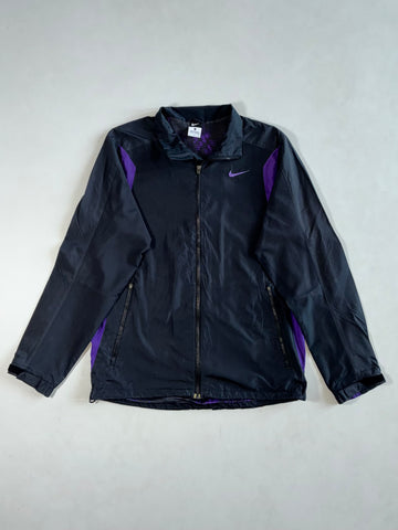 Y2K Nike Black & Purple Windbreaker Jacket – Mesh Lined – Made in Hong Kong (S)