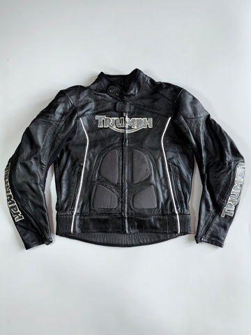 Triumph Motorcycles Vintage Armored Leather Moto Racing Jacket /Heavily Paded (S/M)