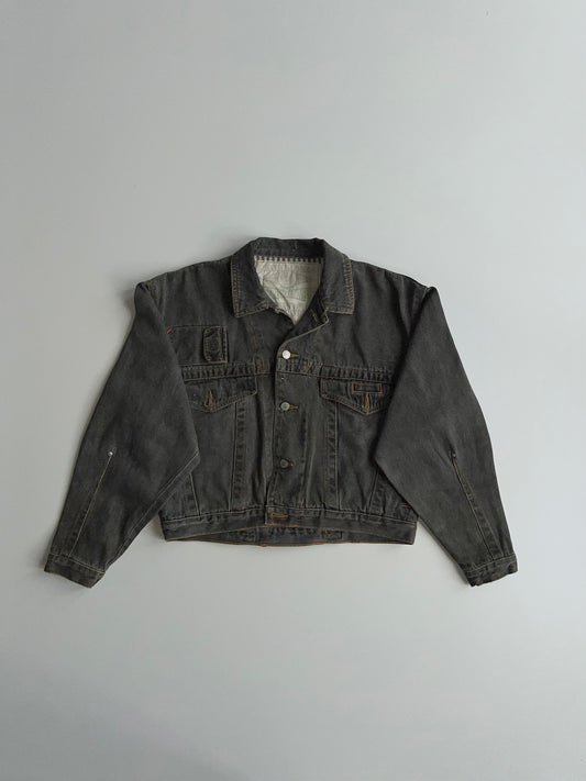 Vintage Black Denim Trucker Jacket Women's (S/M)