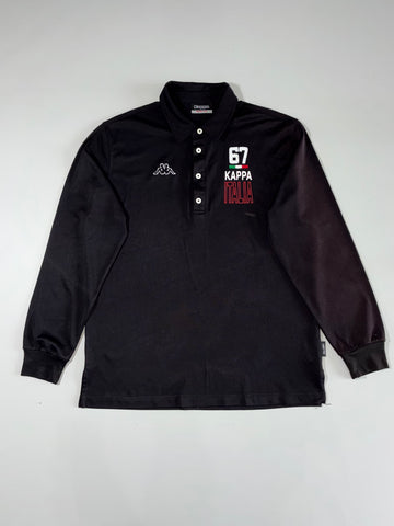 Kappa Italia 67 Long Sleeve Polo – Black, Size(M)