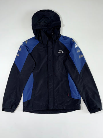Kappa Colorblock Hooded Windbreaker Jacket – Black/Blue (M)