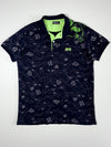 Hugo Boss Geometric Print Polo - Navy/Green(XL)