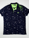 Hugo Boss Geometric Print Polo - Navy/Green(XL)