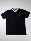Tommy Jeans V-Neck Striped Collar Tee - Black(XL)