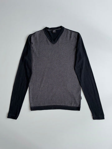 Hugo Boss Houndstooth Panel V-Neck Sweater (M)