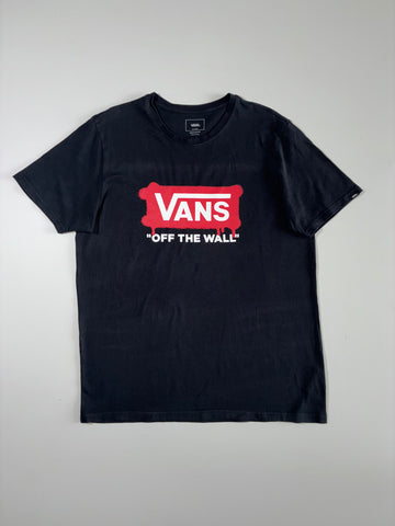 Vans “Off The Wall” Spray Logo Black Graphic Tee – Size XL