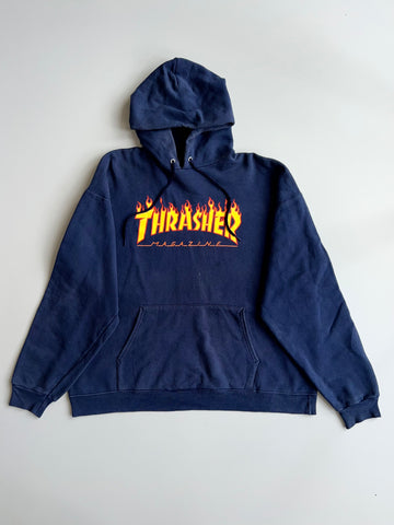 Thrasher Flame Logo Navy Hoodie (2XL)