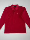 Burberry Nova Check Placket Red Long Sleeve Polo (L)