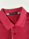 Burberry Nova Check Placket Red Long Sleeve Polo (L)