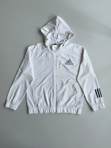 Adidas Hooded Track Jacket — White (L)