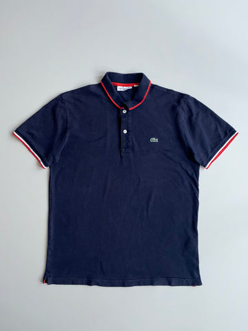 Lacoste Slim Fit Tipped Polo  Navy with Red Trim (M)