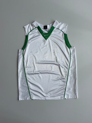Nike Team Sleeveless Basketball Jersey — White/Green (2XL)