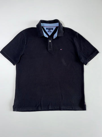 Tommy Hilfiger Custom Fit Polo w/ Chambray Trim – Black – (2XL)