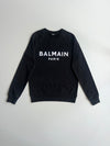 Balmain Paris Balmain Paris Logo Print Black Crewneck Sweatshirt (M)