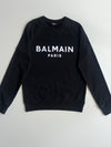Balmain Paris Balmain Paris Logo Print Black Crewneck Sweatshirt (M)