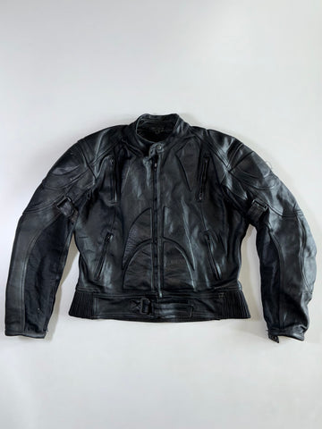 Minimal Black Pure Leather Moto Jacket (L)