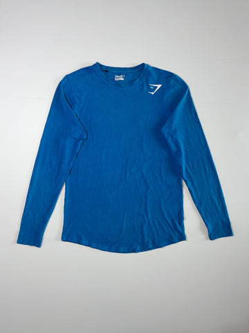 Gymshark Small Logo Long Sleeve Tee  Blue  (M/L)
