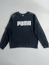 Puma Spellout Black Crewneck Sweatshirt with Velvet Sleeve Panels (XL)