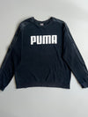 Puma Spellout Black Crewneck Sweatshirt with Velvet Sleeve Panels (XL)