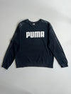 Puma Spellout Black Crewneck Sweatshirt with Velvet Sleeve Panels (XL)
