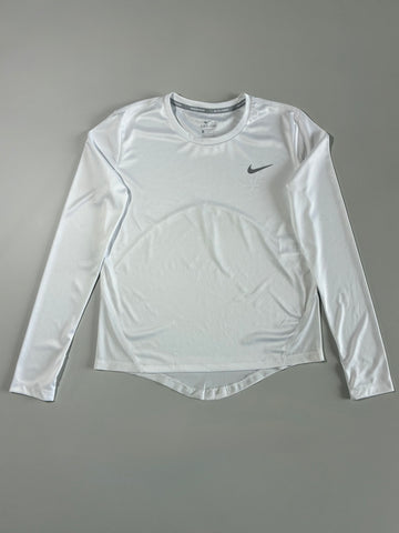 Nike Dri-Fit Running White Long Sleeve Tee (S)