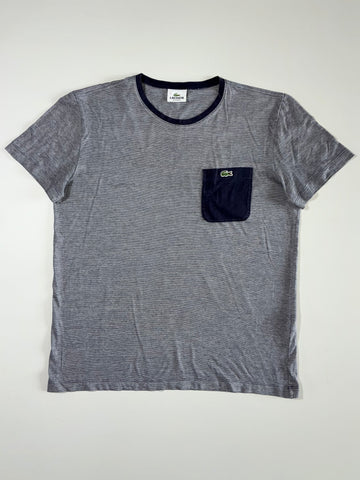 Lacoste Regular Fit Striped Pocket T-Shirt – Navy/Grey  (L)