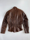 Brown Pure Leather Quilted-Shoulder Biker Jacket (L)
