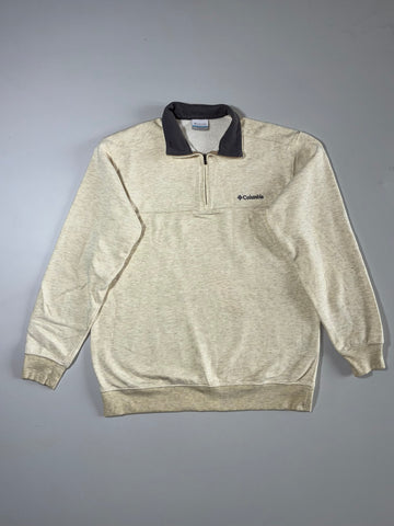 Columbia Quarter Zip Fleece-Lined Sweatshirt – Oatmeal (L)