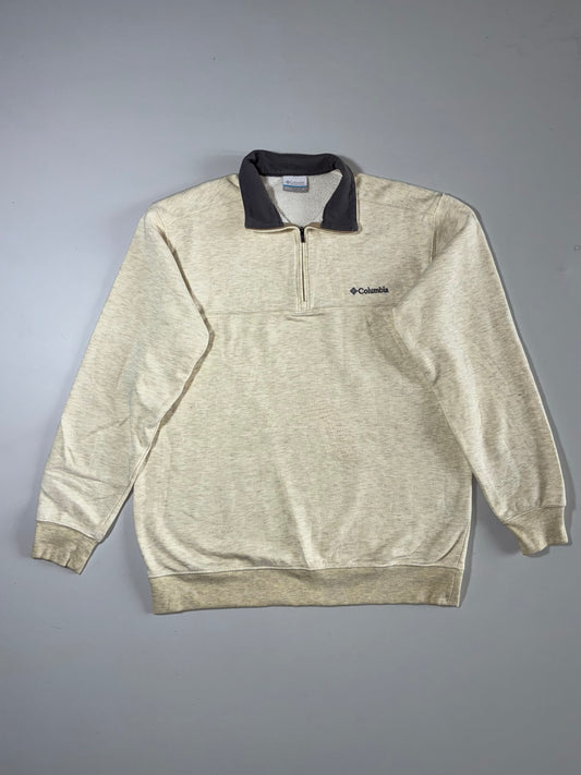 Columbia Quarter Zip Fleece-Lined Sweatshirt – Oatmeal (L)