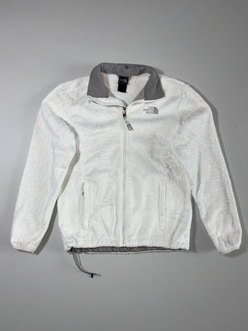 The North Face White Sherpa Fleece Full Zip Jacket – Grey Collar(S)