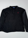 Ralph Lauren Cable Knit Polo Sweater – Black – Size (L)